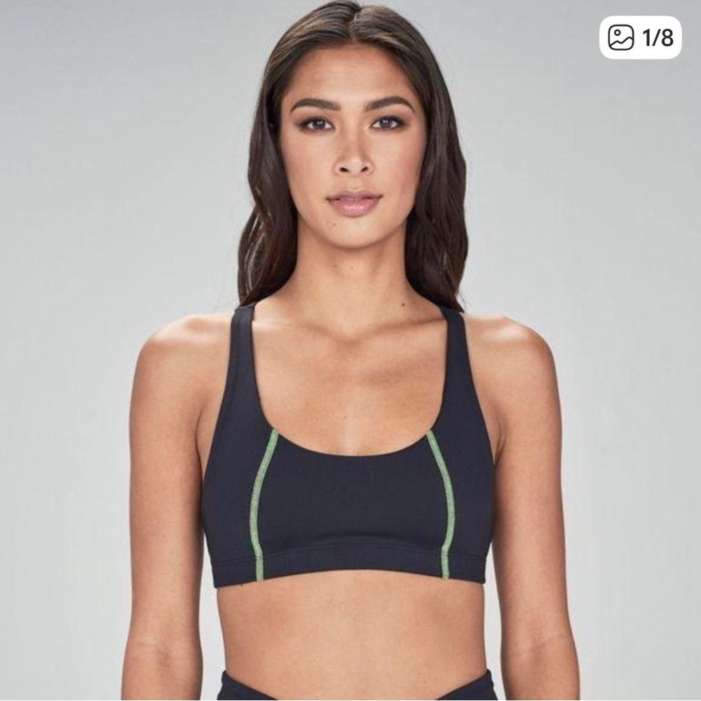 Year of Ours Women's Black and Green Sports Bra